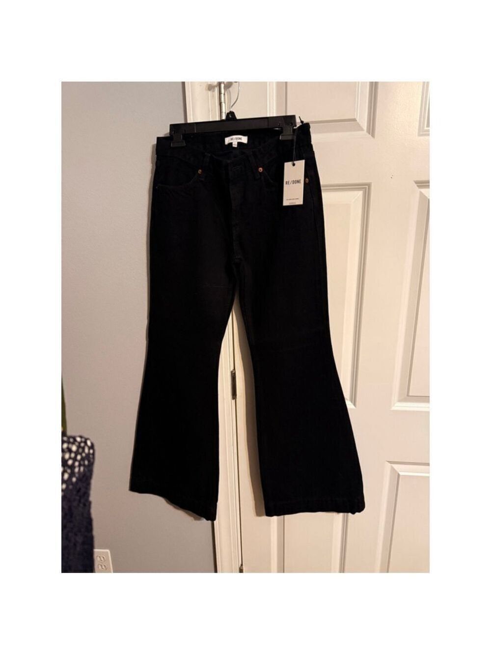 Women's RE/DONE Black 70s Low Rise Bell Bottom Flare Jeans Size 27 $285 Retail - Picture 5 of 14